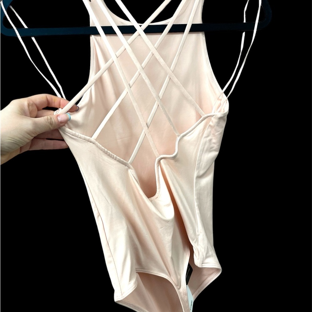 Express Cream Bodysuit with Criss-Cross Straps